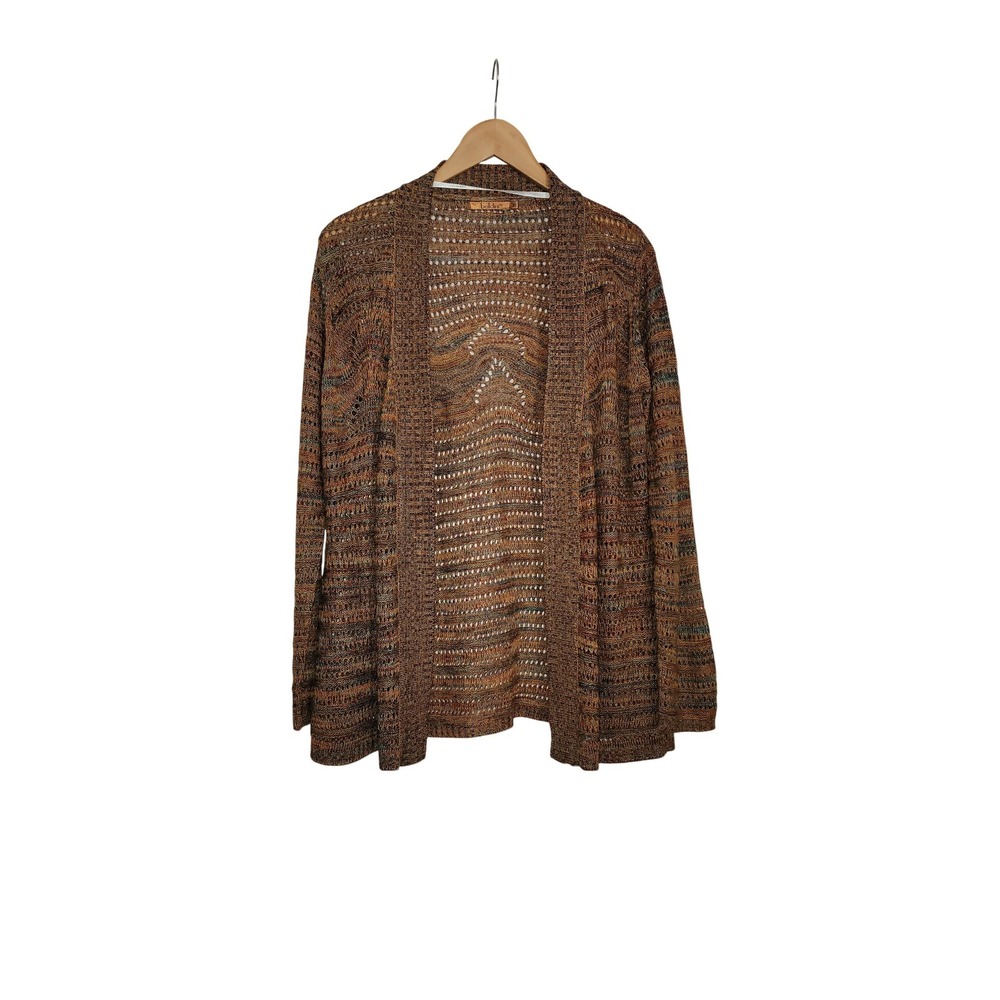 Beldini Multicolor Open Knit Sweater Womens XL Mock Neck Earthy Grandmacore - Picture 1 of 4